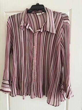 Cato Pink and White Striped Button-Down Shirt